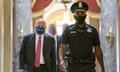 Louis DeJoy<br>Postmaster General Louis DeJoy, left, is escorted to House Speaker Nancy Pelosi’s office on Capitol Hill in Washington, Wednesday, Aug. 5, 2020. Facing public backlash, DeJoy is set to testify Friday about disruptions in mail delivery. (AP Photo/Carolyn Kaster)