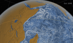 Nasa visualisation of ocean currents in the Indian Ocean, showing the Great Whirl off the coast of Somalia.