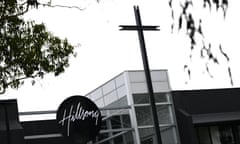 Hillsong logo and facade with cross