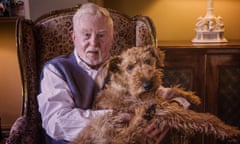 Actor Derek Derek Jacobi [and his Irish Terrier Daisy] at his North London home.