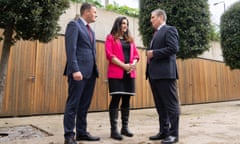 Keir Starmer, Wes Streeting and Luciana Berger today. Berger said Labour had turned a significant corner under Starmer and that she was excited about her new role.