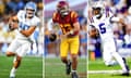 (Left to right) North Carolina quarterback Drake Maye, Caleb Williams of the USC Trojans, LSU Tigers quarterback Jayden Daniels.