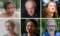 A composite image of Percival Everett, Alan Garner, Claire Keegan, Shehan Karunatilaka, NoViolet Bulawayo and Elizabeth Strout.