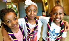 Cub scouts Angel Moisa-Mputu, nine, Fiona Agbudou, 10 and Cindy Agbudou nine, of the Willesden group in north London.