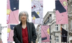 Royal Academicians Grayson Perry And Rose Wylie With Their RA250 Flags in London’s West End<br>LONDON, ENGLAND - JUNE 04: Rose Wylie (Royal Academician) unveiling the RA250 Flags across London’s West End on June 4, 2018 in London, England. (Photo by Tristan Fewings/Getty Images for Royal Academy of Arts)