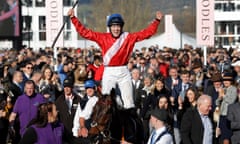 Rachael Blackmore celebrates victory on A Plus Tard in the Gold Cup