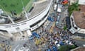 The coffin leaves Vila Belmiro stadium in Santos