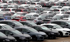 new cars lined up for shipment