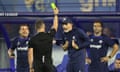 Champions League - Group E - Dinamo Zagreb v Chelsea<br>Soccer Football - Champions League - Group E - Dinamo Zagreb v Chelsea - Stadion Maksimir, Zagreb, Croatia - September 6, 2022 Chelsea manager Thomas Tuchel is shown a yellow card by referee Istvan Kovacs REUTERS/Antonio Bronic