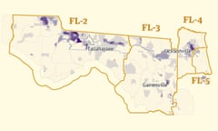 Map of the northern Florida congressional districts proposed by governor Ron DeSantis.