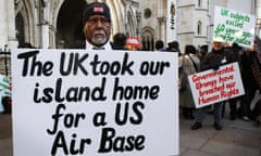 Chagossians protesting, seven years ago, outside the High Court, London