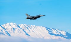 A US Air Force F-16 flies as part of joint air-to-ground training involving American and Bosnian forces, on the eve of a nationalist parade by Serb separatists.