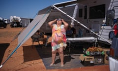 A woman observes the total solar eclipse at a viewing site 35km from Exmouth, Western Australia on Thursday, 20 April.