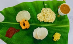‘A study in restraint’ … pongal (top, centre) is a rice and dal dish that involves minimal use of spices.