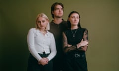 ‘It makes the hours of scrolling Temu hauls worth it’: Eliza Klatt (left), pictured here with bandmates Kurt and Ruby.