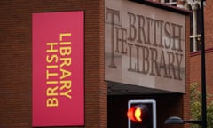 A general view of the exterior signage at the British Library in London.