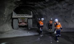 Workers in the Oyu Tolgoi copper-gold mine in Khanbogd, Mongolia