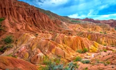 Rock formations in Skazka Canyon, Kyrgyzstan