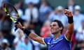 2017 French Open - Day Thirteen<br>PARIS, FRANCE - JUNE 09:  Rafael Nadal of Spain celebrates victory following the mens singles semi-final match  against Dominic Thiem of Austria on day thirteen of the 2017 French Open at Roland Garros on June 9, 2017 in Paris, France.  (Photo by Julian Finney/Getty Images)