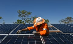 Man installs solar panels