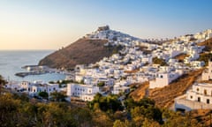 Greece, Dodecanese archipelago, Astypalaia island, Chora, capitale of the island, dominated by the venitian citadel or Querini castle and Pera Gialos, former harbour<br>HWNCMF Greece, Dodecanese archipelago, Astypalaia island, Chora, capitale of the island, dominated by the venitian citadel or Querini castle and Pera Gialos, former harbour