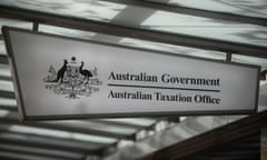 The sign of an Australian Taxation Office shopfront is seen in Canberra.