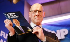 SNP leader John Swinney at the party’s manifesto launch in Edinburgh.