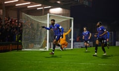 Ethan Ebanks-Landell (left) celebrates after scoring for Rochdale in their win at home to Wealdstone on Tuesday.