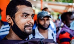 Still of a migrant labourer in the documentary, The Great Abandonment