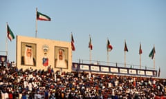 General view of the crowds during a World Cup 2022 and AFC Asian Cup 2023 preliminary joint qualification round 2 match between Kuwait and Australia in Kuwait City in 2019.