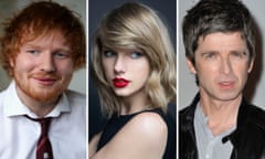Ed Sheeran, Taylor Swift, Noel Gallagher