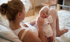 Mother with her newborn baby in the hospital