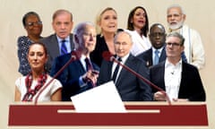 Composite image featuring (L-R) Netumbo Nandi-Ndaitwah, Claudia Sheinbaum, Shehbaz Sharif, Joe Biden, Marine Le Pen, Vladimir Putin, Maria Corina Machado, Macky Sall, Narendra Modi and Keir Starmer.