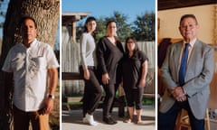 Grid of 5 people sitting and standing for a portrait