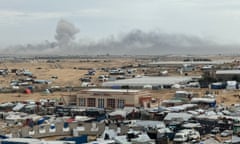 Smoke rises during an Israeli ground operation in the southern Gaza Strip