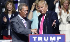 Donald Trump,Nigel Farage<br>FILE - In this Wednesday, Aug. 24, 2016 file photo, Republican presidential candidate Donald Trump, right, welcomes pro-Brexit British politician Nigel Farage, to speak at a campaign rally in Jackson, Miss. USA. Farage, the self-declared “pantomime villain” of Brexit, told the Associated Press Tuesday Jan. 14, 2020, he is leaving the European Union's parliament in Strasbourg later this week with a sense of mission accomplished. (AP Photo/Gerald Herbert, File)