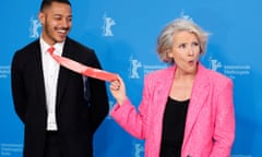 Daryl McCormack and Emma Thompson at a photocall in Berlin for the film Good Luck To You, Leo Grande in which they play a sex worker and a widow