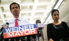 Standing up for what he believes in ... Anthony Weiner and his wife and close Hillary Clinton confidante, Huma Abedin