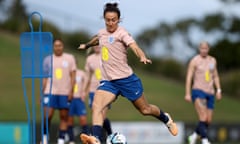 Lucy Bronze shoots during training in Australia
