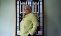 Jewelle Gomez at her home, wears a pale green top.