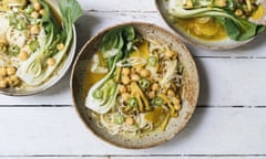 noodles in ginger turmeric broth.