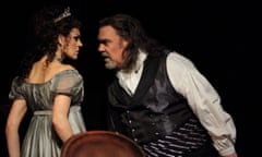 Kristina Opolais in the title role, with Bryn Terfel  as Scarpia, in Tosca at the Royal Opera House