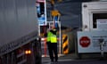 Border checks are carried out on trucks at Larne Port ferry terminal in County Antrim, Northern Ireland.