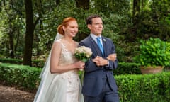 Eleanor Tomlinson and Sam Claflin in Love Wedding Repeat.