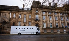 A prison van outside Blackburn magistrates court