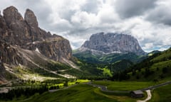 A view of a road in the Dolomites.