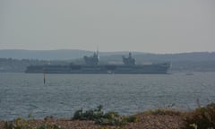 HMS Prince of Wales returns to the Solent off Portsmouth after breaking down off the Isle of Wight.