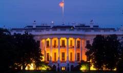 White House facade illuminated at night, Washington DC, USA<br>2AKBG81 White House facade illuminated at night, Washington DC, USA