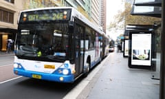 A general view of buses at the Wynyard park bus stop in Sydney, Australia