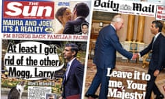 Front page composite for 26 October  featuring the Sun and Daily Mail